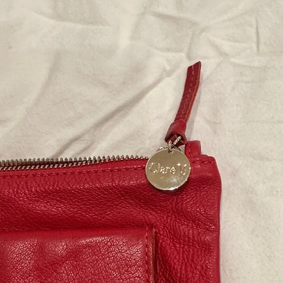 Clare V. Red Leather Clutch w/ Tabs - Yellow Interior - Picture 5 of 8